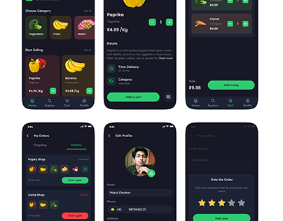 Vegetable delivery app UX interface