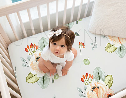 Baby Girl Crib Sheet Mockup #05