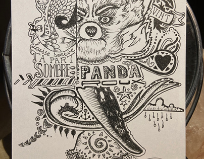 Panda, roux, pixar, doodle, illustration