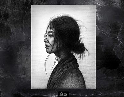 Asian woman pencil portrait