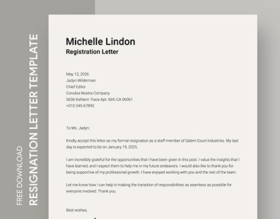 Free Employee Resignation Letter Template