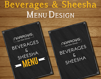 Beverages & Sheesha Menu Design for NARROWS