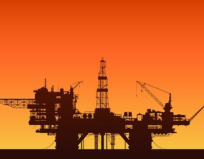 Sea oil rigs. Oil drilling platforms in the sea.