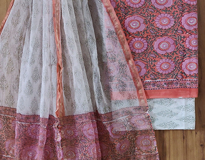 Buy Premium Floral Jaal Cotton Suit With Dupatta Online