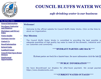 Council Bluffs Water Works 2006 Website Revamp