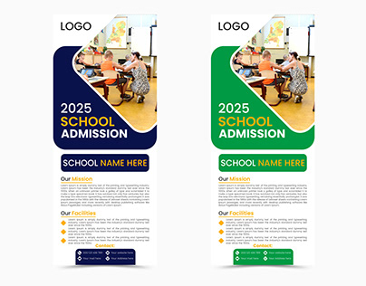 Admission roll up banner Design template