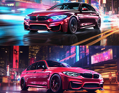 Hyperrealistic BMW commercial poster design