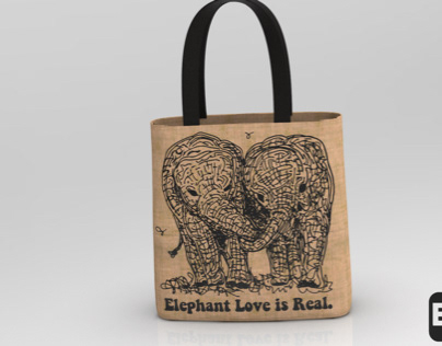 The cute baby elephant tote bag