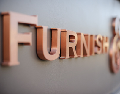 Brand and signage letter design for Furnish & Fettle