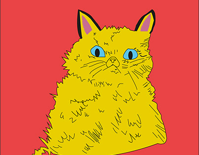 Ferocity in Yellow - A Furious Feline Illustration