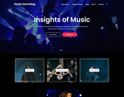 WordPress Music Blog Website Design | Landing Page |