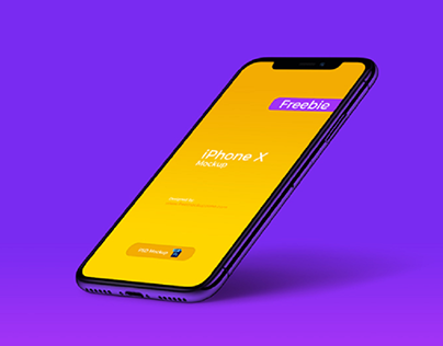 Free iPhone X in Perspective View Mockup