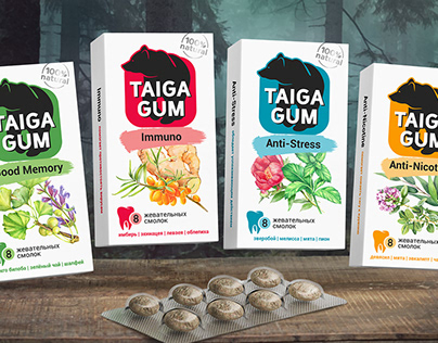 Packaging design / logo / Дизайн "TAIGA GUM"