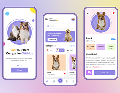 Pet Shop Mobile App UI Design | Pet Adoption App