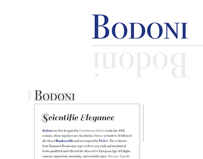 Showcase Design for Bodoni Typeface