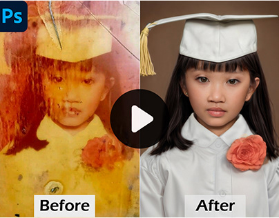 Watch the restoration process of this damaged photo!