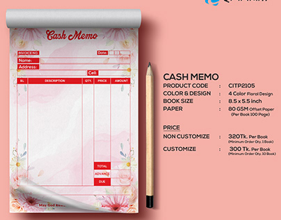 Cash Memo/Bill Book/Challan Book/Invoice