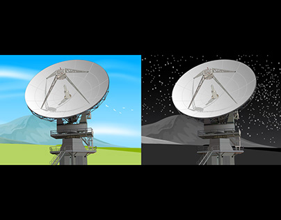Vector Space Antenna Drawing - Day and Night