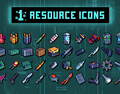 Cyberpunk Weapons and Ammo Pixel Art 32×32 Icon Pack