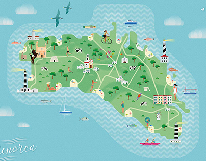 Mapa ilustrado de Menorca
