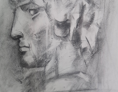 Alexander the Great Charcoal Drawing