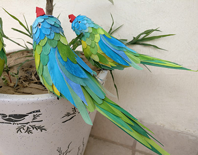 Paper Parrot Sculpture