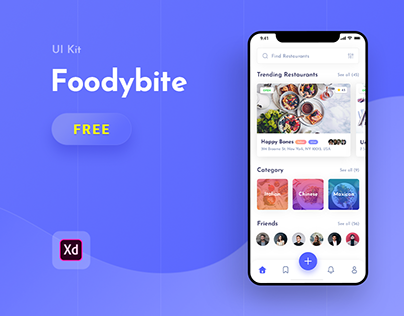 Foodybite - Free UI Kit for Adobe XD