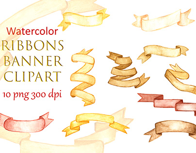 Banner ribbon cycle element Watercolor
