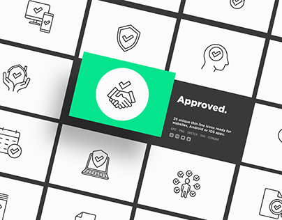 Approved | 25 Thin Line Icons