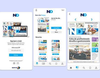 Protótipo de UI para aplicativo do jornal ND - Grupo ND