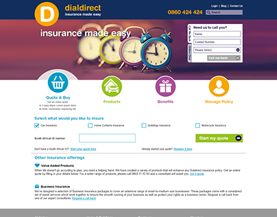Dialdirect Insurance Responsive Website