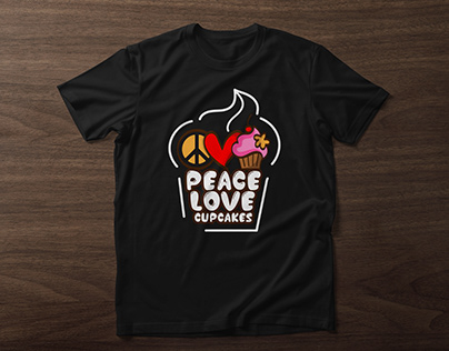Peace Love Cupcake T-shirt Design