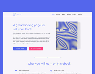SOLAND Free Book Landing page Template - Figma