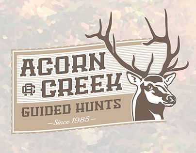 Badges and Illustration for Acorn Creek Guided Hunts