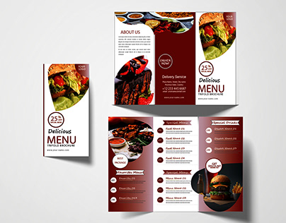 food menu trifold brochure design