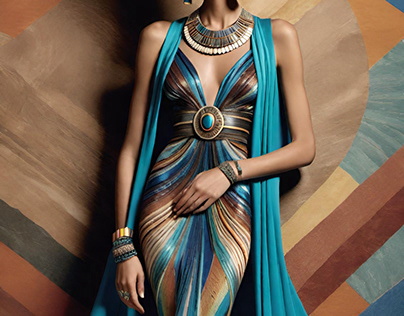 Cleopatra in branded haute couture