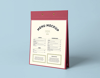 Free Restaurant Menu Display Table Stand Mockup