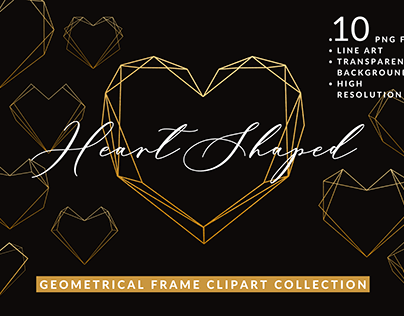Geometric Love-Heart Shape Gold Frames