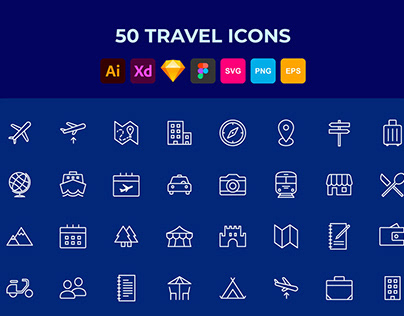 50 Travel Icons Free Download