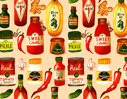 Sauces, food illustrations