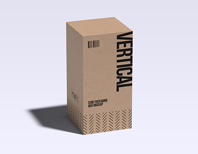 Vertical Cube Packaging Box Mockup