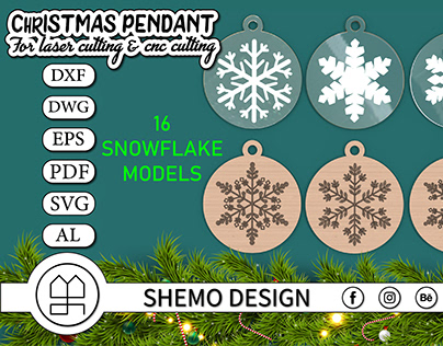 christmas pendant for laser cutting