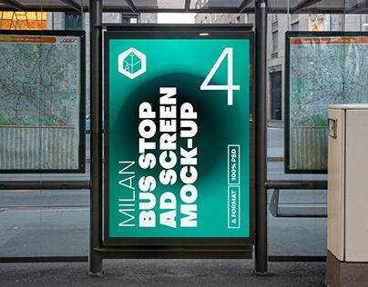 Milan Bus Stop Advertising Screen Mock-Ups 8 (v3)