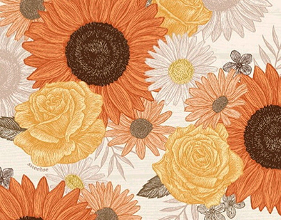 Scratchboard Sunflower Bouquet Pattern