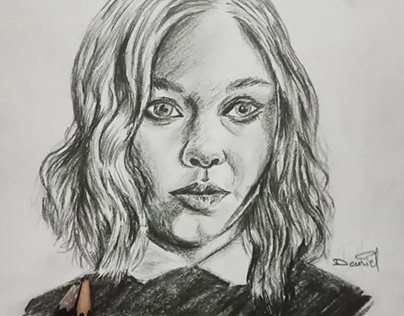 Wednesday Enid Sinclair (Emma Myers) pencil drawing