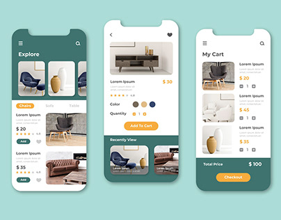 Furniture Shopping Mobile App Screens