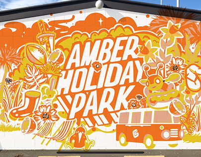 Kiwiana Mural for Amber Holiday Park