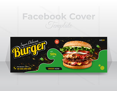 Delicious Burger food faceboock cover design template