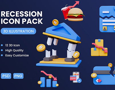 Recession 3D Icon