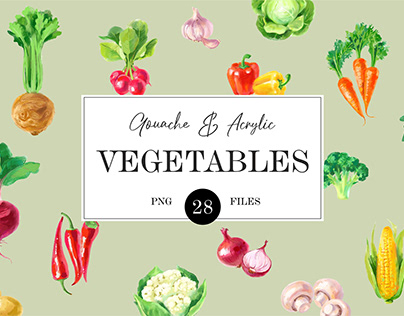 Gouache & Acrylic vegetables